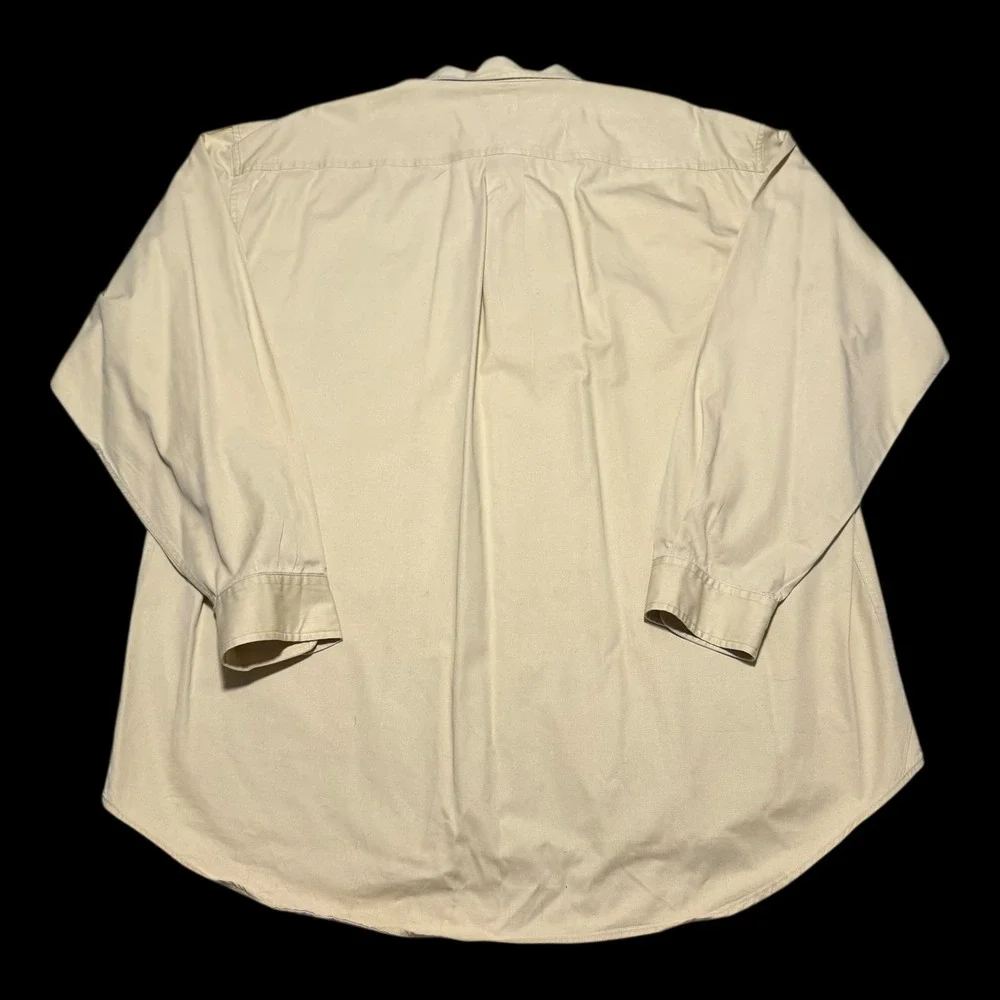 Vintage‎ 90s J. Crew Oarsmen Tan Long Sleeve Button Down Casual Shirt Men's XLT